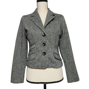 Old Navy Y2K women's tweed blazer size Sm grey  pink lining wool office siren